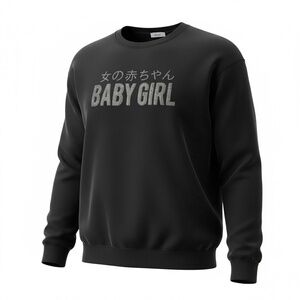 Cali Baby Girl Women's Pullover Crewneck Black Sweater Harajuku Kawaii Style